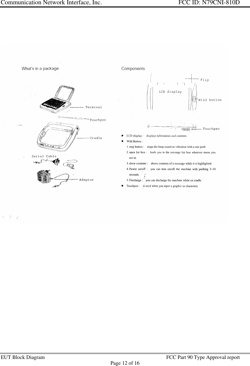 Communication Network Interface, Inc. FCC ID: N79CNI-810DEUT Block Diagram FCC Part 90 Type Approval reportPage 12 of 16