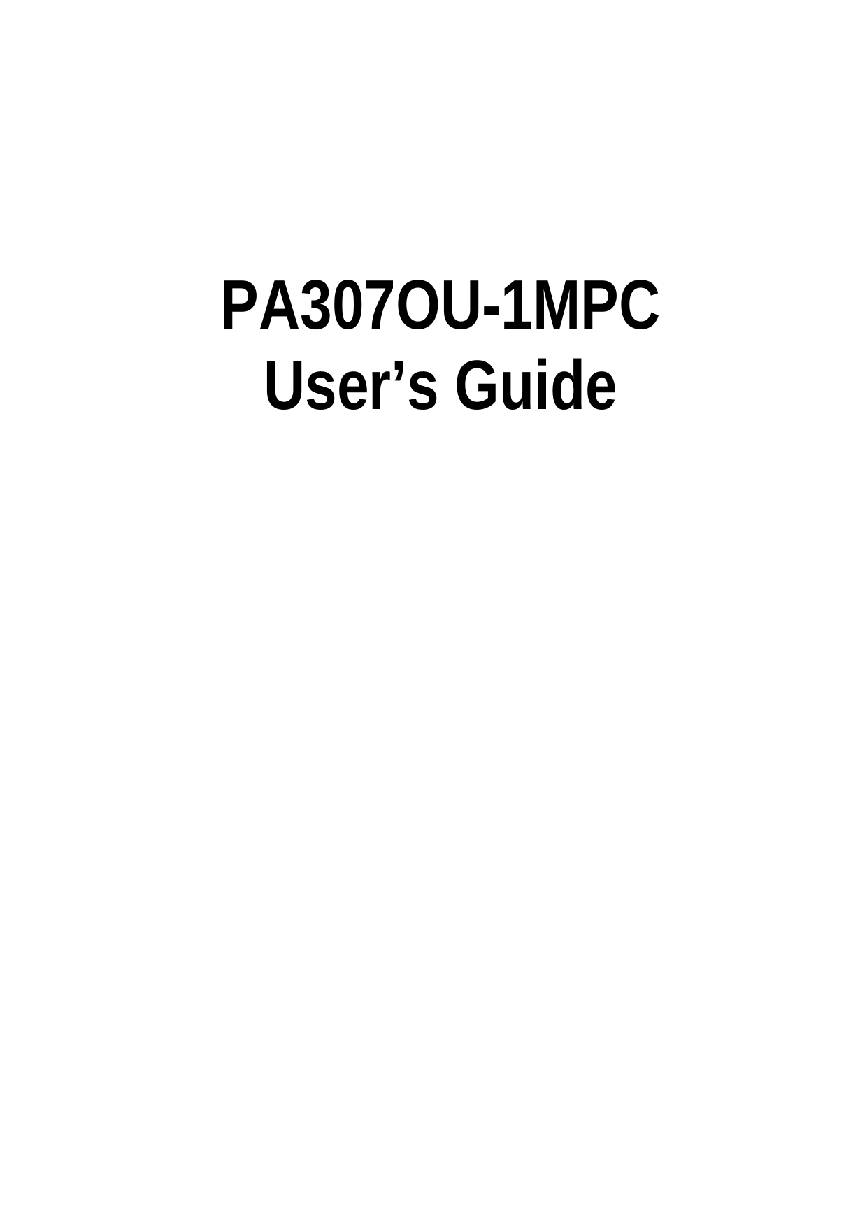 PA307OU-1MPCUser’s Guide