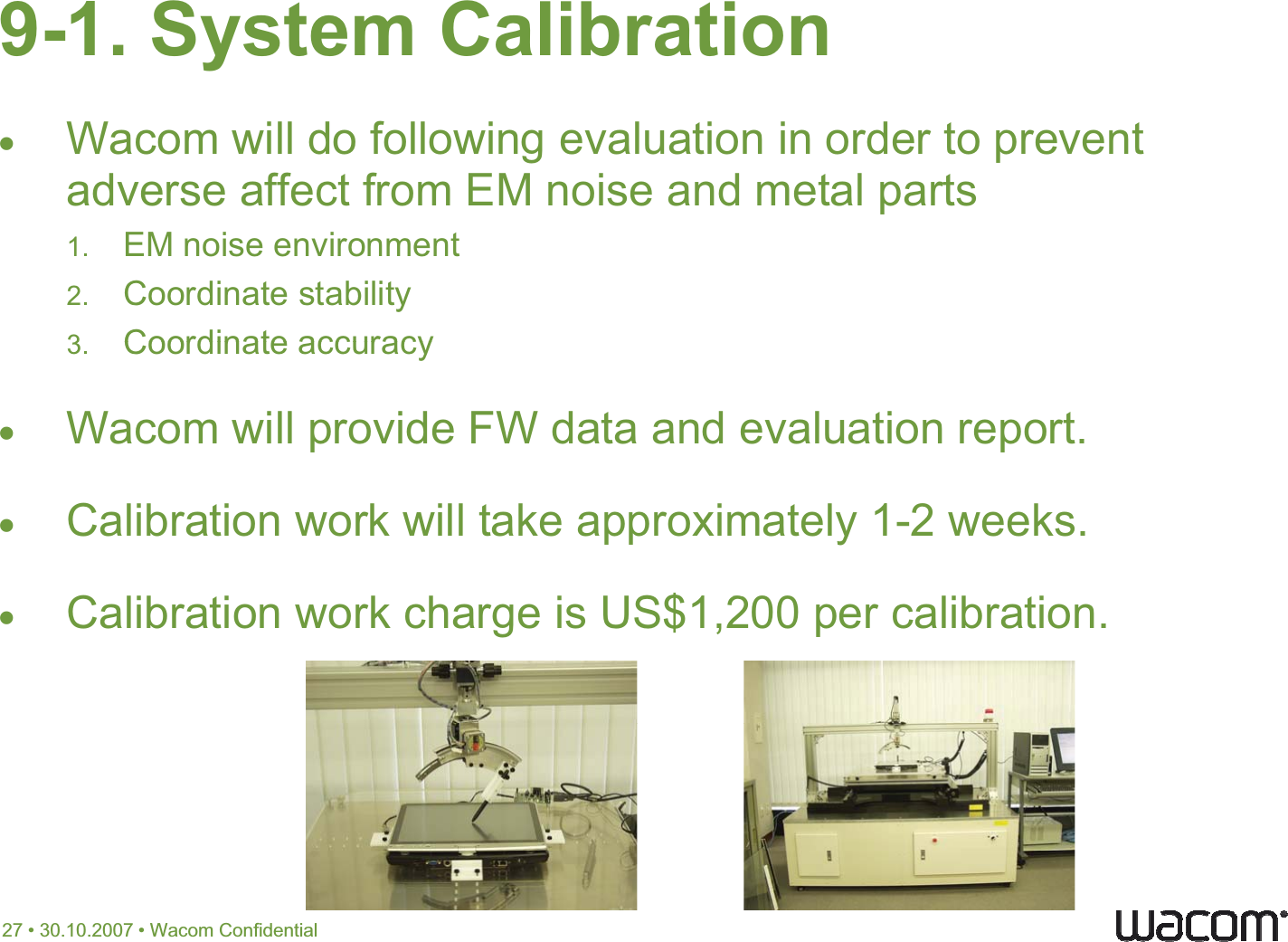 9-1. System Calibrationx   xx         x 