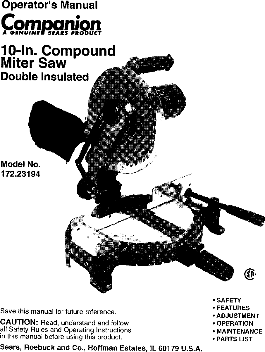 Companion 17223194 User Manual SAW Manuals And Guides L0408142