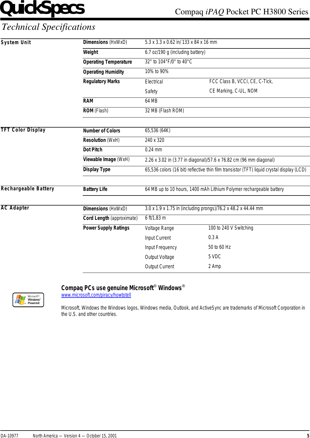 Page 5 of 5 - Compaq Compaq-Ipaq-H3800-Users-Manual-  Compaq-ipaq-h3800-users-manual