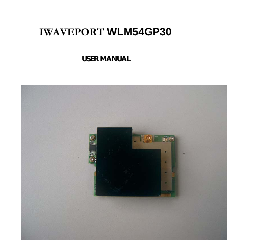              IWAVEPORT WLM54GP30                            USER MANUAL                      