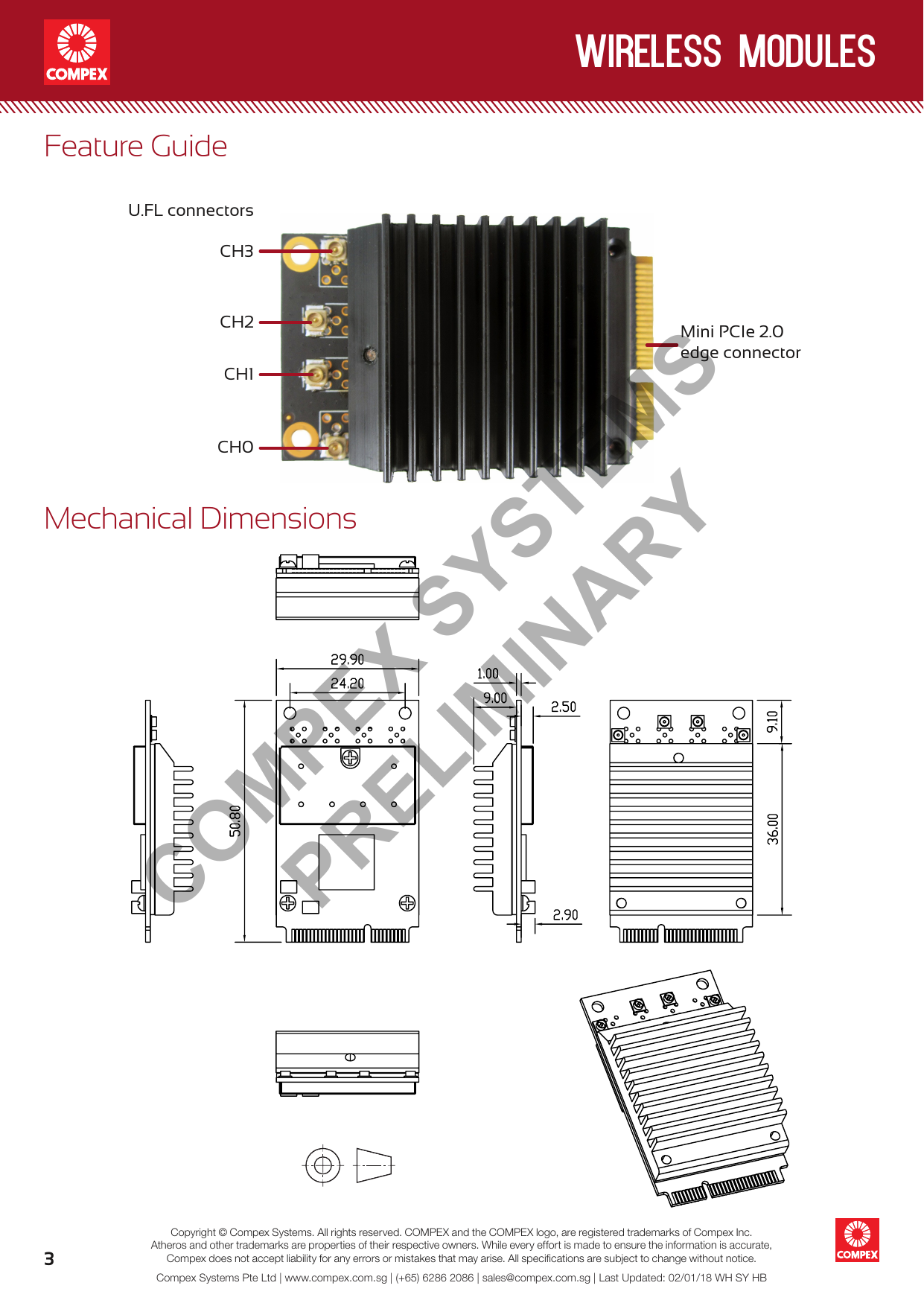 Page 2 of Compex Systems WLE1216V220 WiFi Module User Manual WLE1216V2 20  rev2