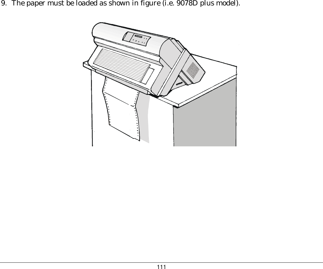 111 9.  The paper must be loaded as shown in figure (i.e. 9078D plus model).   