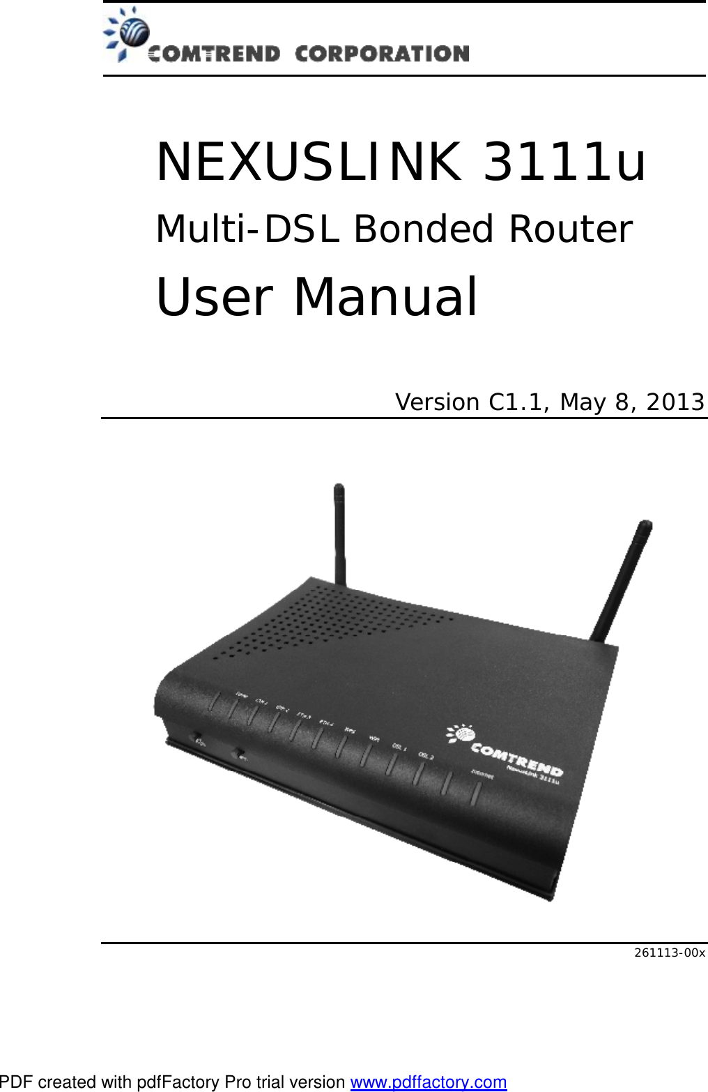 Comtrend NL3111U A/VDSL Bonded Router User Manual UM NexusLink 3111u draft