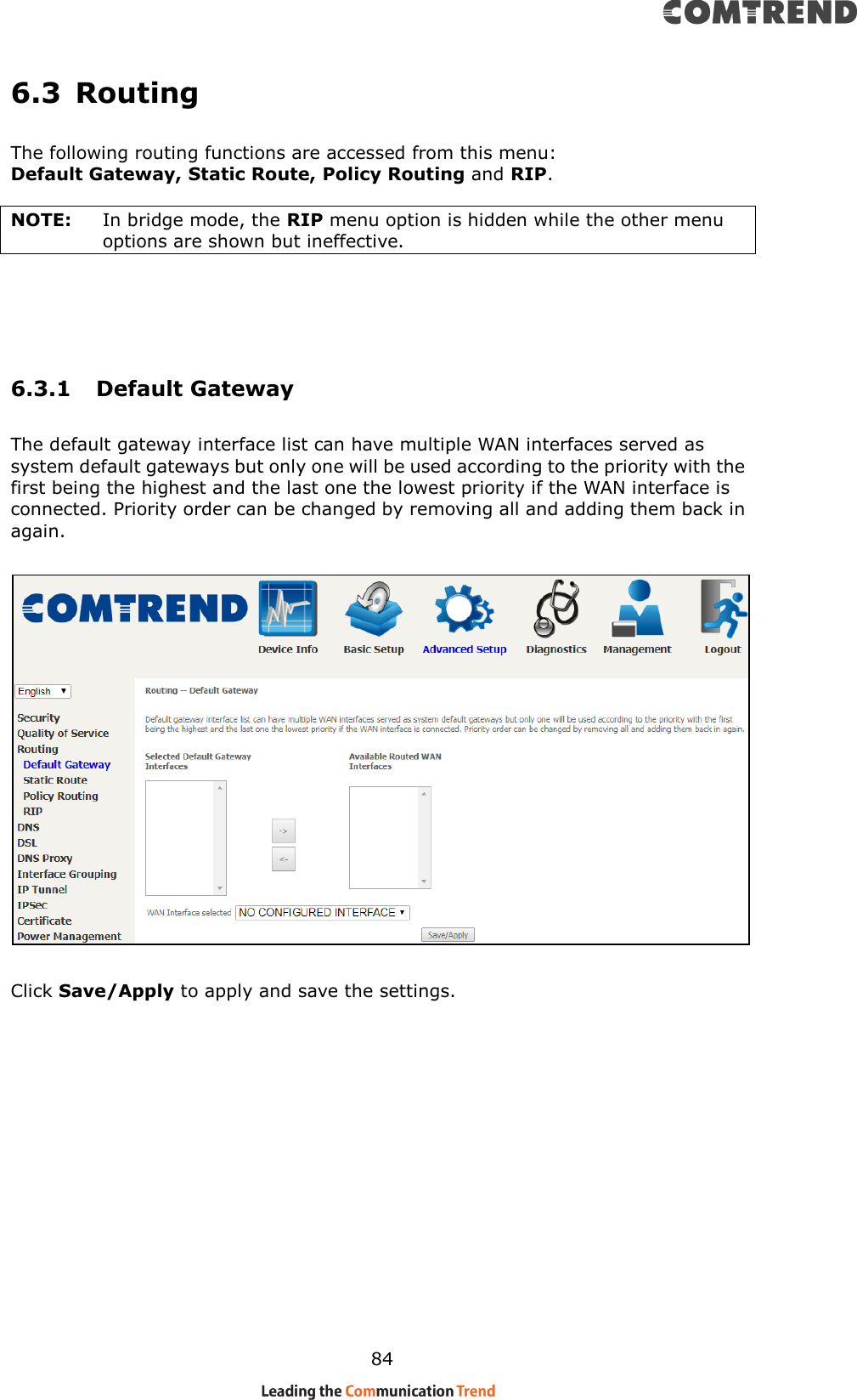 Page 15 of Comtrend VR3063U Home Gateway User Manual CT 5374