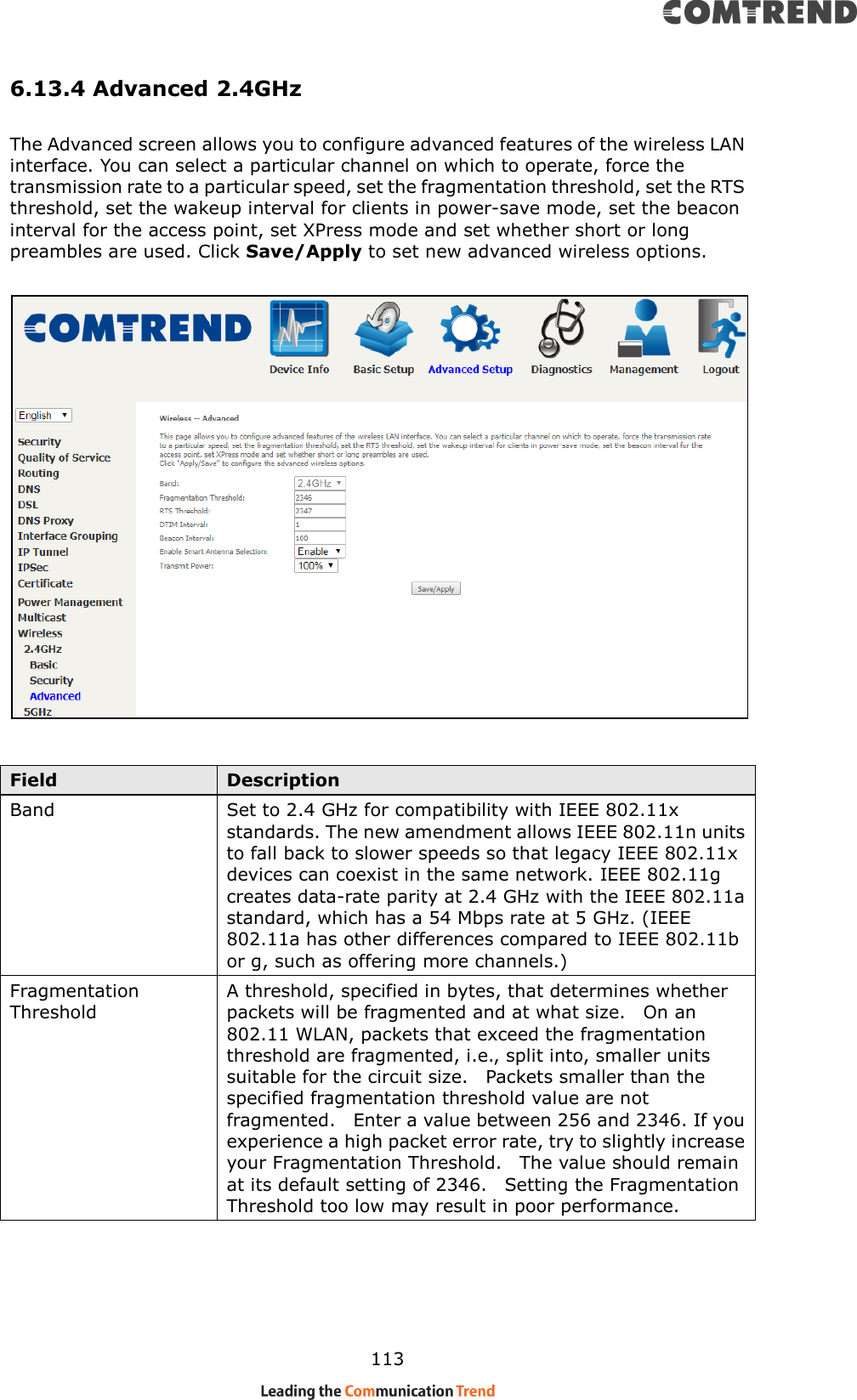 Page 44 of Comtrend VR3063U Home Gateway User Manual CT 5374