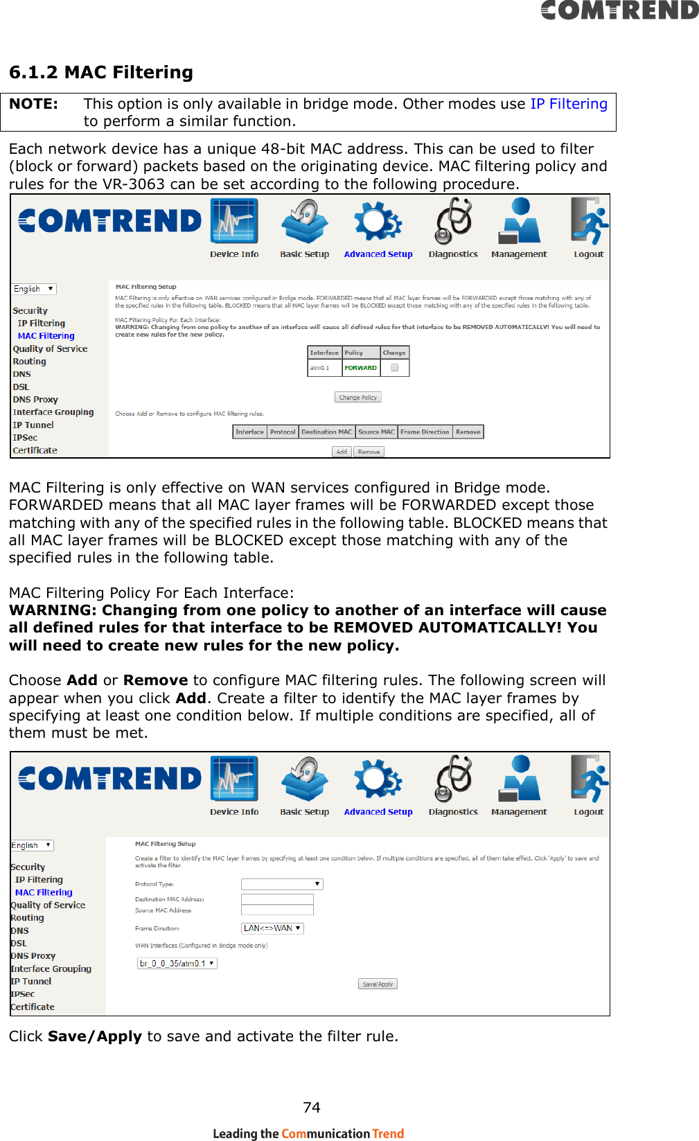 Page 5 of Comtrend VR3063U Home Gateway User Manual CT 5374