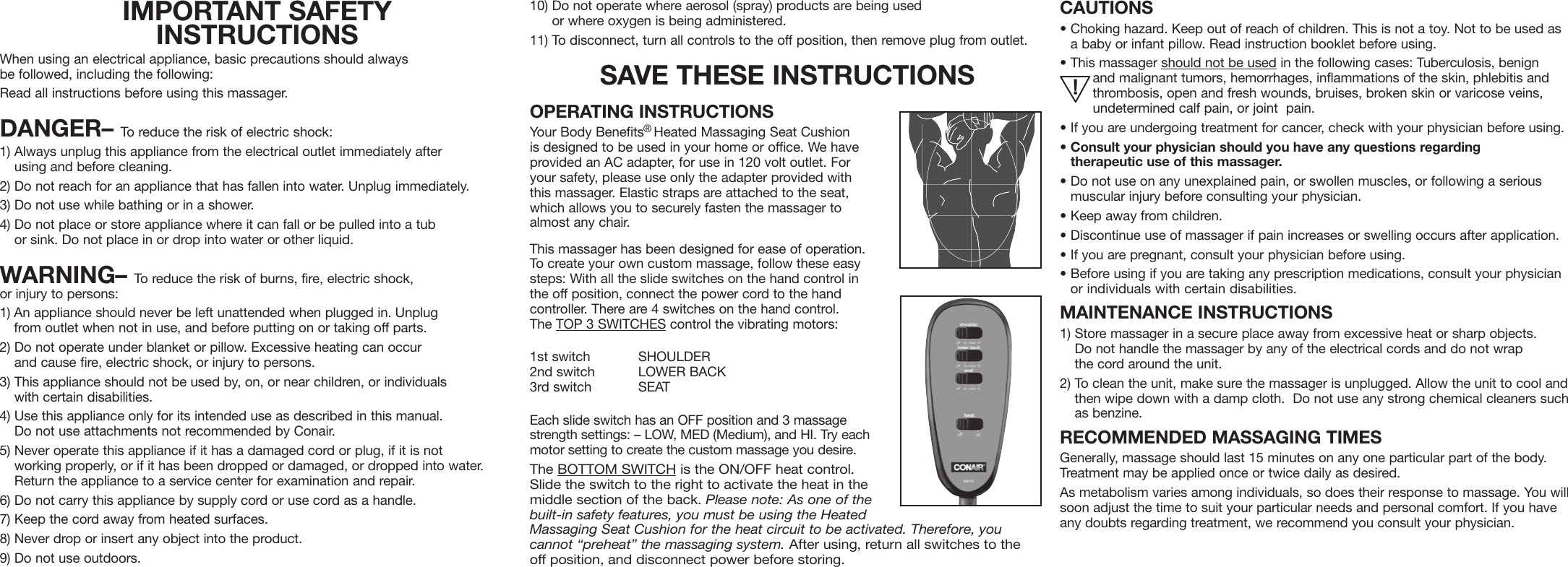Page 1 of 2 - Conair Conair-Bm1Rl-Users-Manual- Conair-bm1rl-users-manual