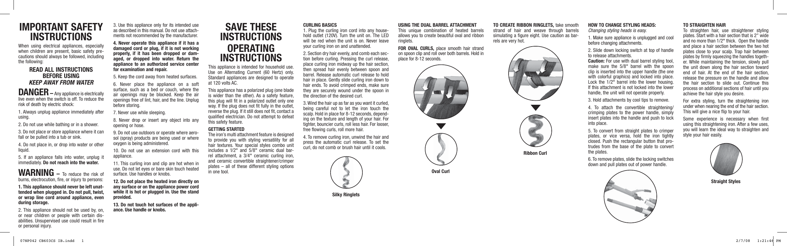 Page 1 of 2 - Conair Conair-Cb603Cs-Users-Manual- 07NP042 CB603CS IB  Conair-cb603cs-users-manual