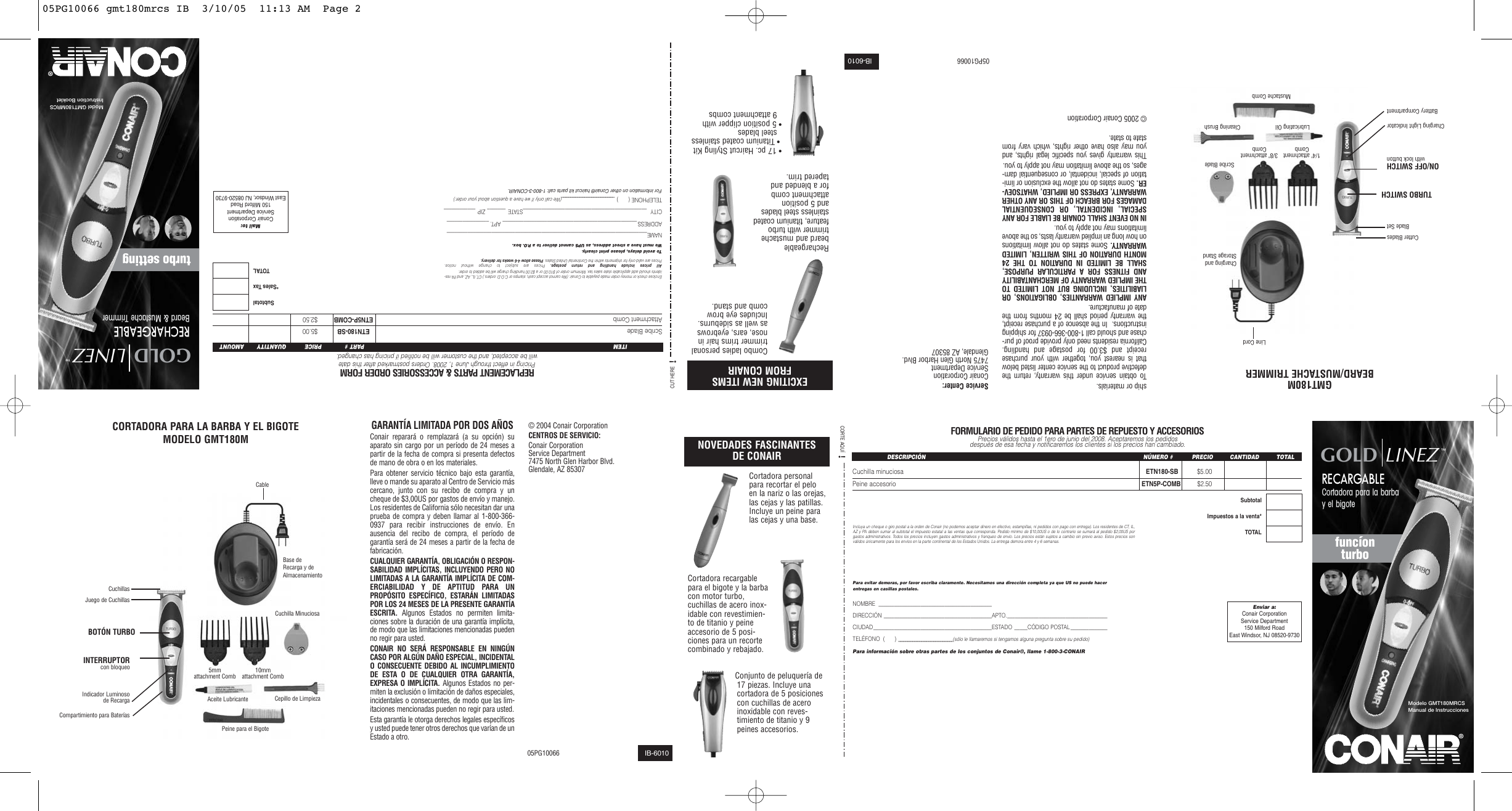 Page 2 of 2 - Conair Conair-Gmt180Mrcs-Users-Manual- 05PG10066 Gmt180mrcs IB  Conair-gmt180mrcs-users-manual