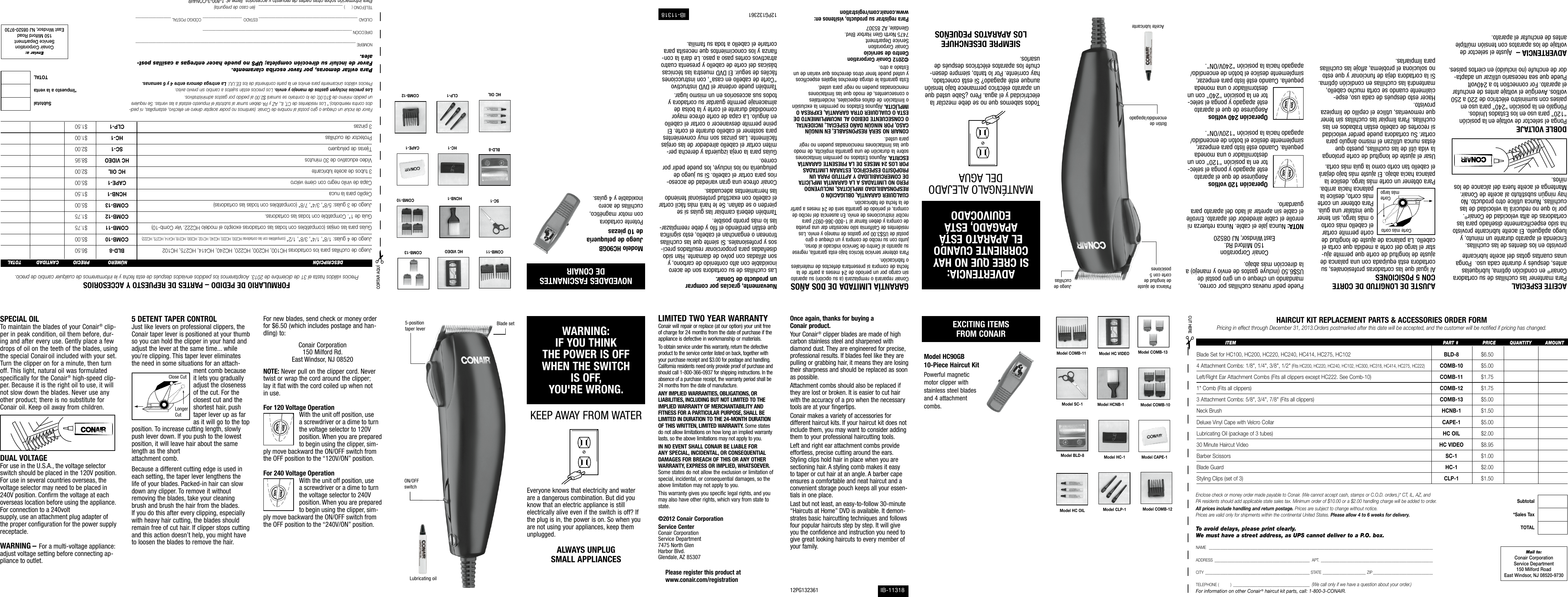 Page 2 of 2 - Conair Conair-Hair-Clippers-Hc102Ngb-Users-Manual-  Conair-hair-clippers-hc102ngb-users-manual