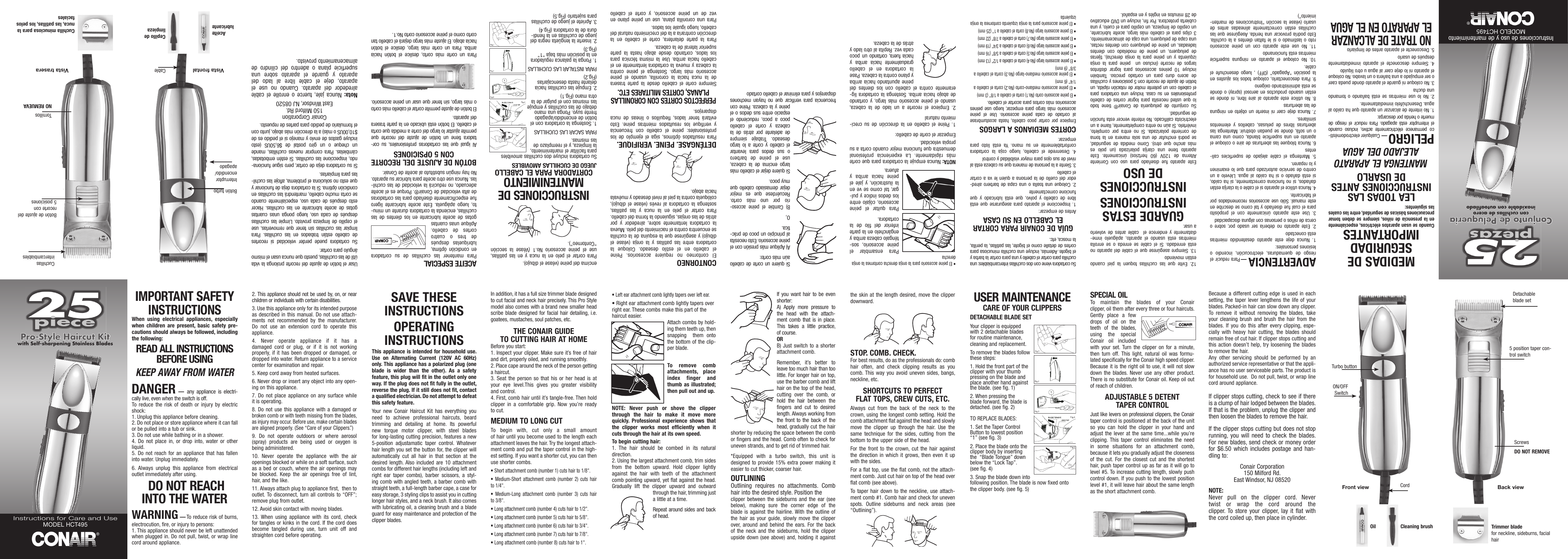 Page 1 of 2 - Conair Conair-Hct495-Users-Manual- 07pg10029_hct495r_ib  Conair-hct495-users-manual