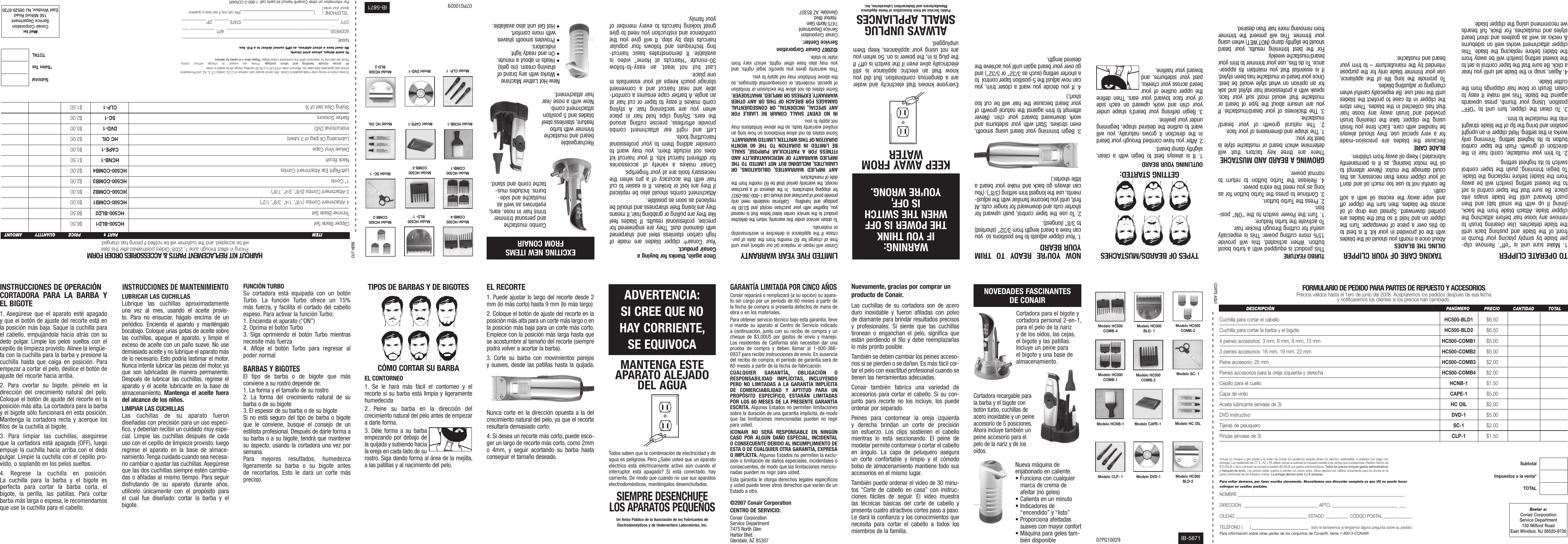 Page 2 of 2 - Conair Conair-Hct495-Users-Manual- 07pg10029_hct495r_ib  Conair-hct495-users-manual