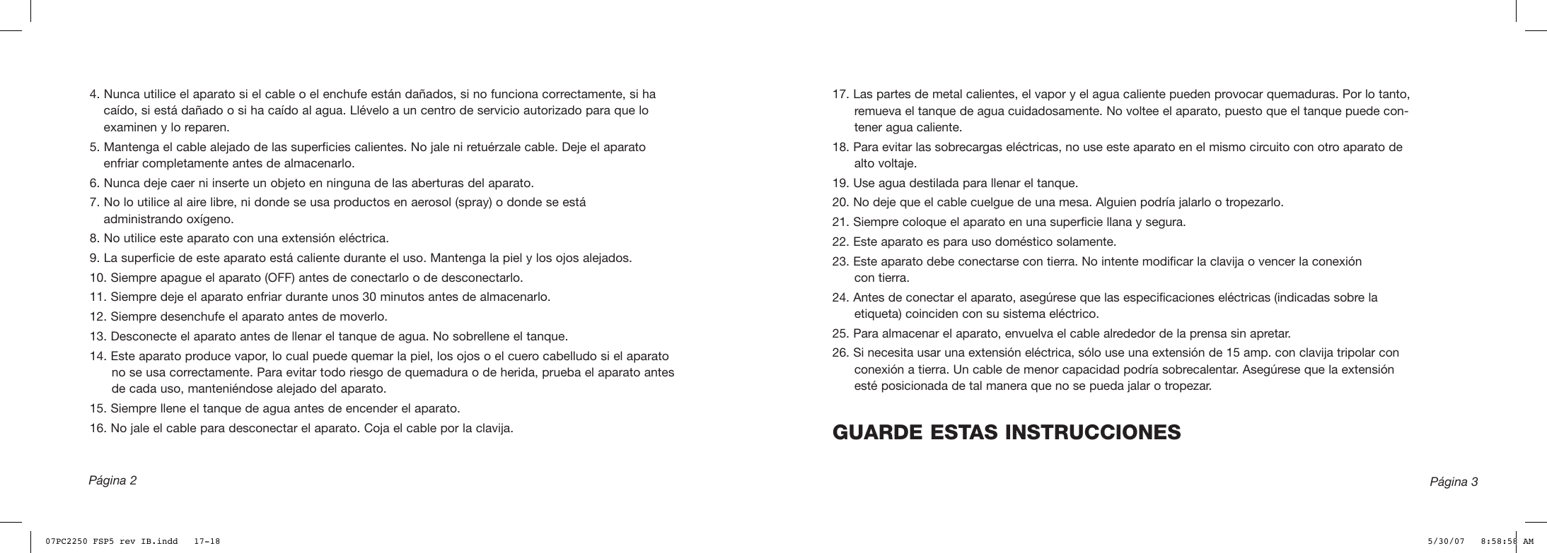 Page 9 of 12 - Conair Conair-Ib-7788-Users-Manual- 07PC2250 FSP5 Rev IB  Conair-ib-7788-users-manual