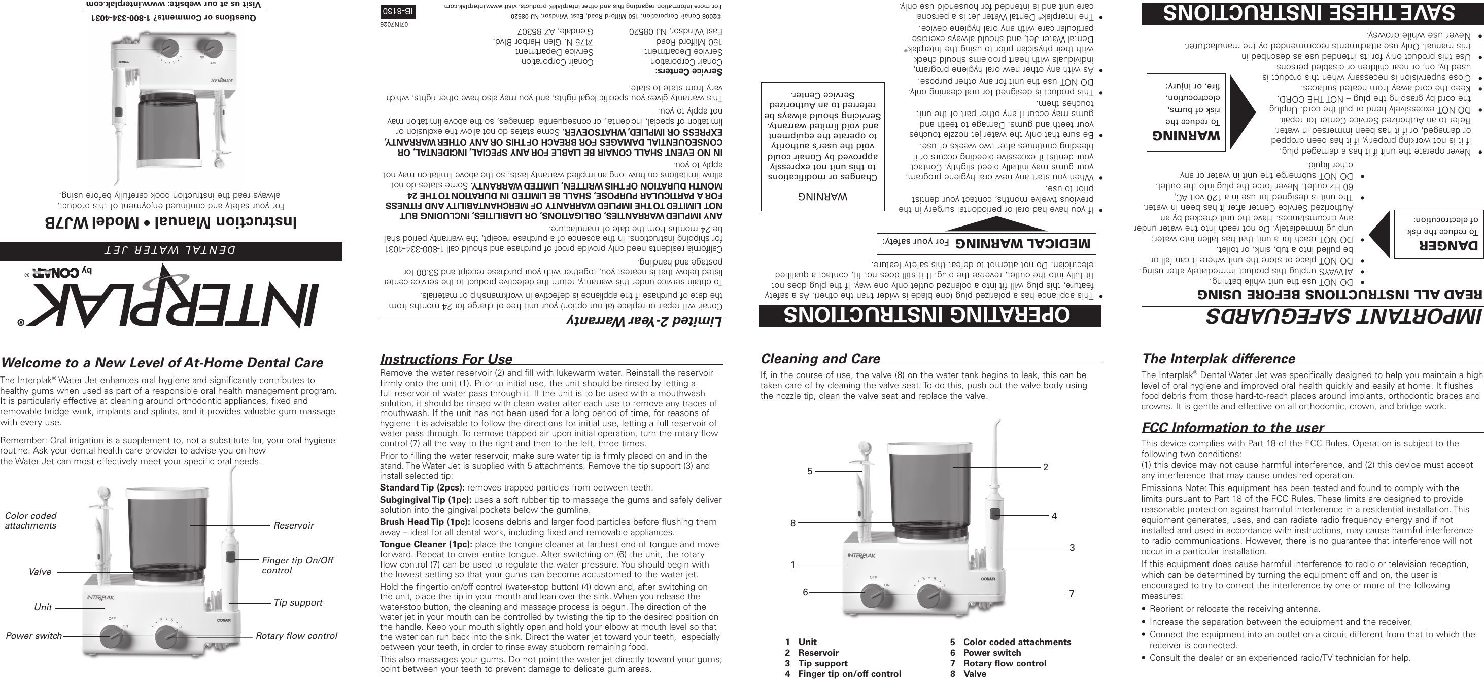 Page 1 of 2 - Conair Conair-Interplak-Wj7B-Users-Manual- 07IN7026 WJ7B IB Eng_span  Conair-interplak-wj7b-users-manual