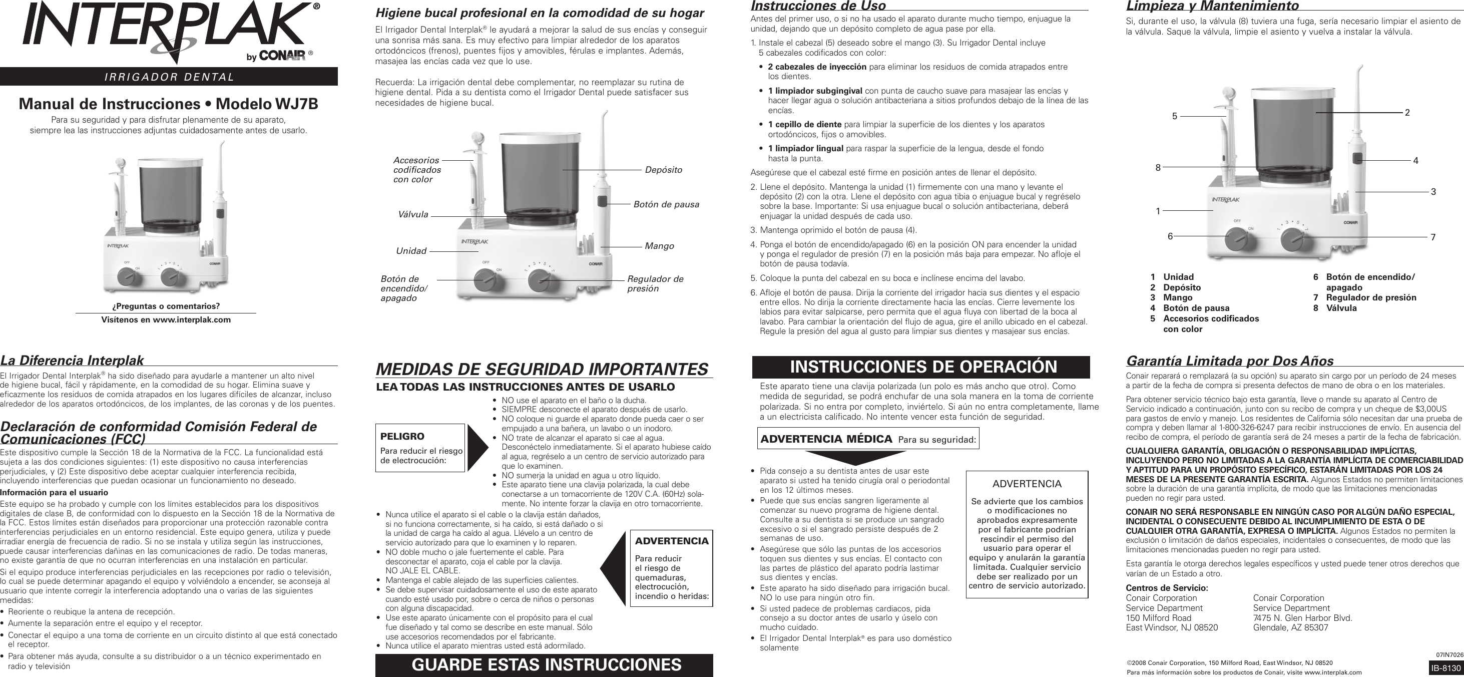 Page 2 of 2 - Conair Conair-Interplak-Wj7B-Users-Manual- 07IN7026 WJ7B IB Eng_span  Conair-interplak-wj7b-users-manual