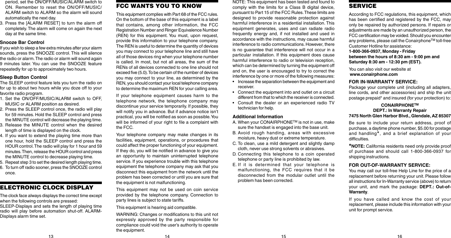 Page 5 of 5 - Conair Conair-Phone-Tcr500-Users-Manual- TCR500  Conair-phone-tcr500-users-manual