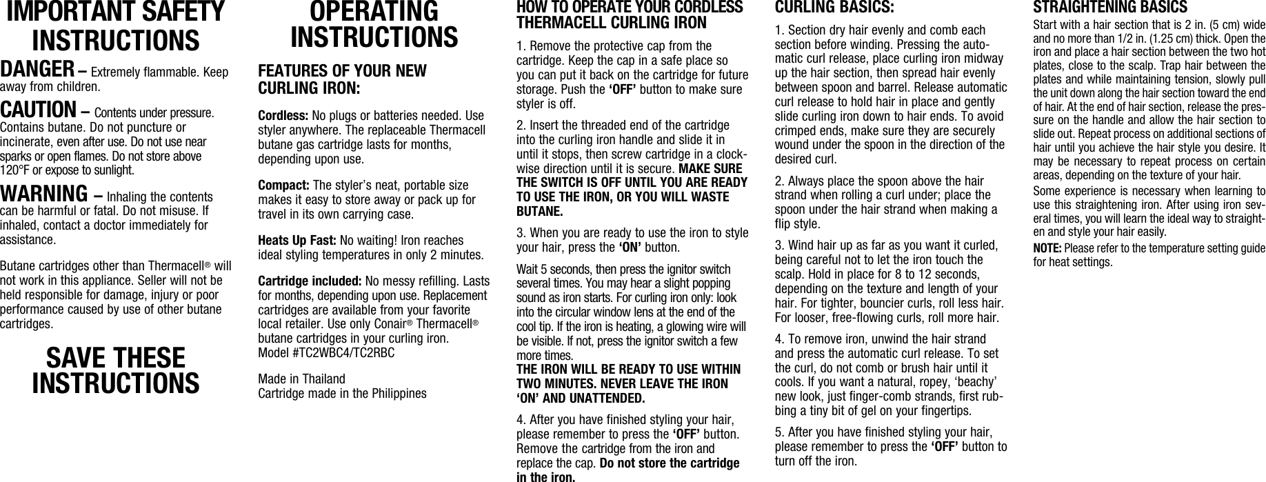 Page 1 of 2 - Conair Conair-Styling-Iron-Tc701-Users-Manual-  Conair-styling-iron-tc701-users-manual