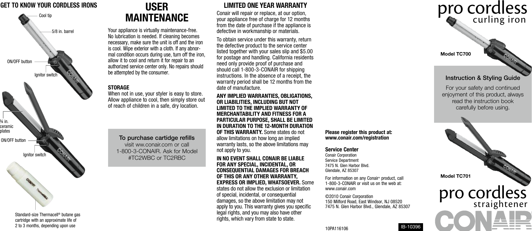 Page 2 of 2 - Conair Conair-Styling-Iron-Tc701-Users-Manual-  Conair-styling-iron-tc701-users-manual