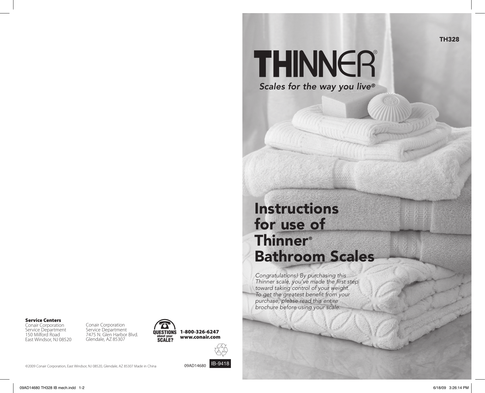Page 1 of 2 - Conair Conair-Thinner-Th328-Users-Manual- Conair-thinner-th328-users-manual