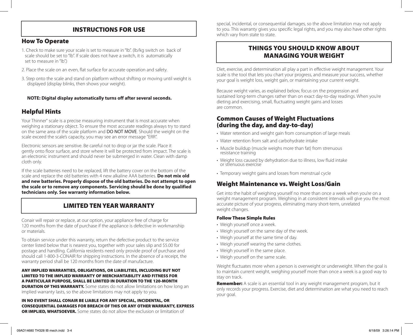 Page 2 of 2 - Conair Conair-Thinner-Th328-Users-Manual- Conair-thinner-th328-users-manual