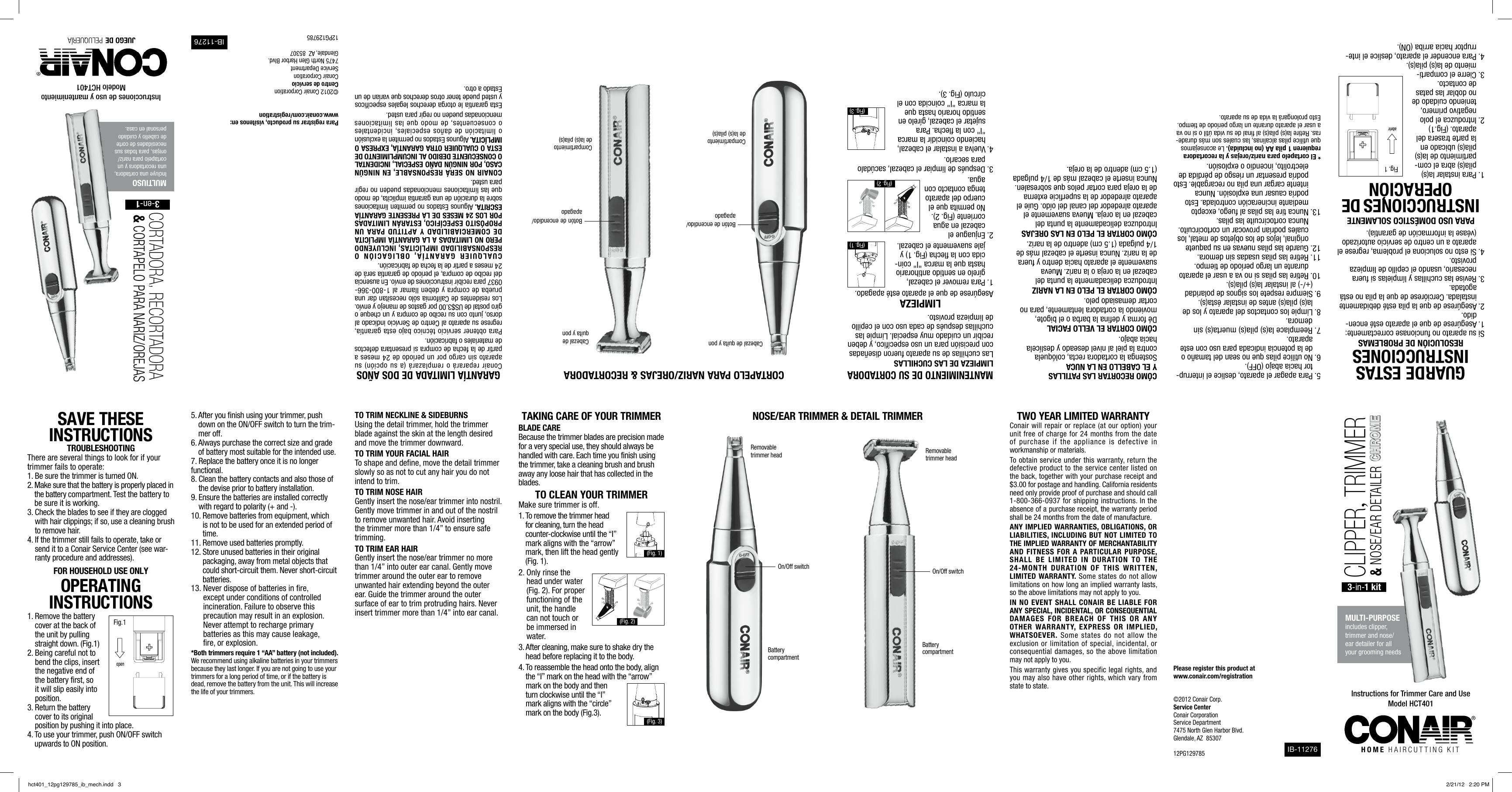 Page 3 of 3 - Conair Conair-Tv-Vcr-Combo-Hct401-Users-Manual-  Conair-tv-vcr-combo-hct401-users-manual