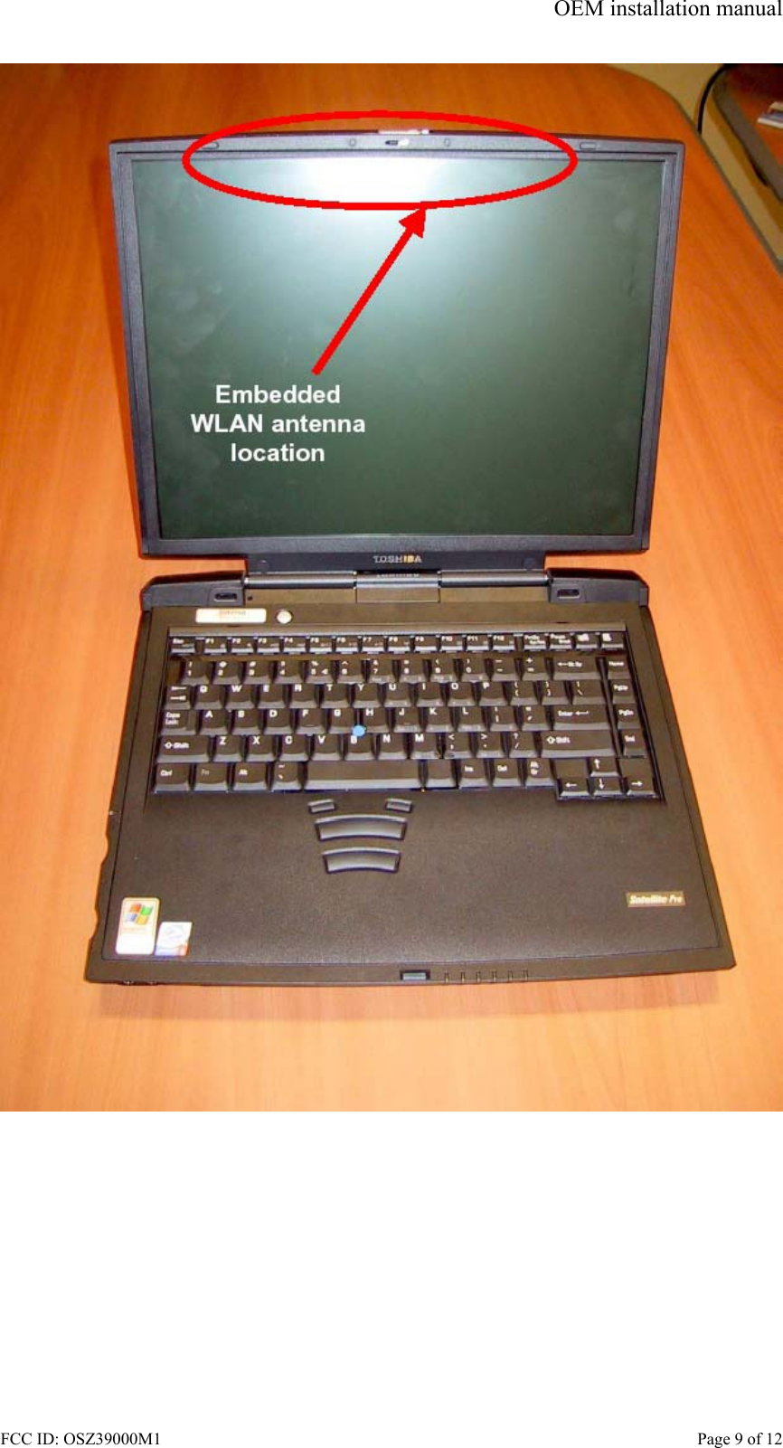 OEM installation manual FCC ID: OSZ39000M1    Page 9 of 12   