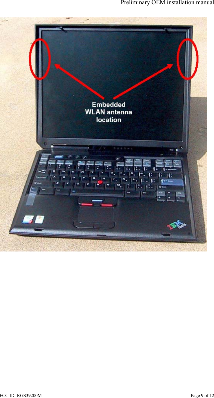 Preliminary OEM installation manual FCC ID: RGS39200M1    Page 9 of 12   