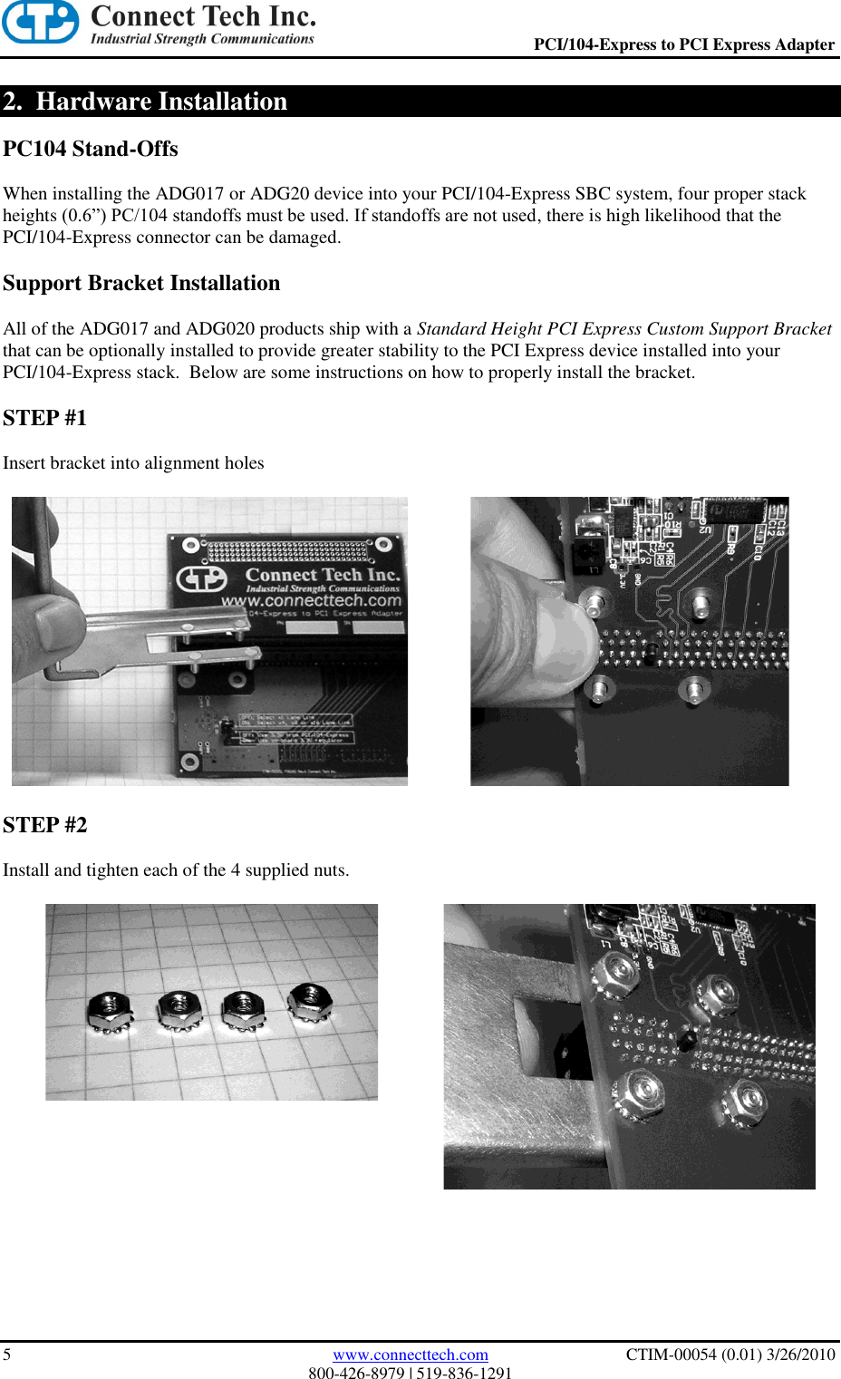 Page 5 of 10 - Connect-Tech Connect-Tech-Ctim-00054-Users-Manual- PCI-104/Express To PCI Express Adapter User Manual  Connect-tech-ctim-00054-users-manual