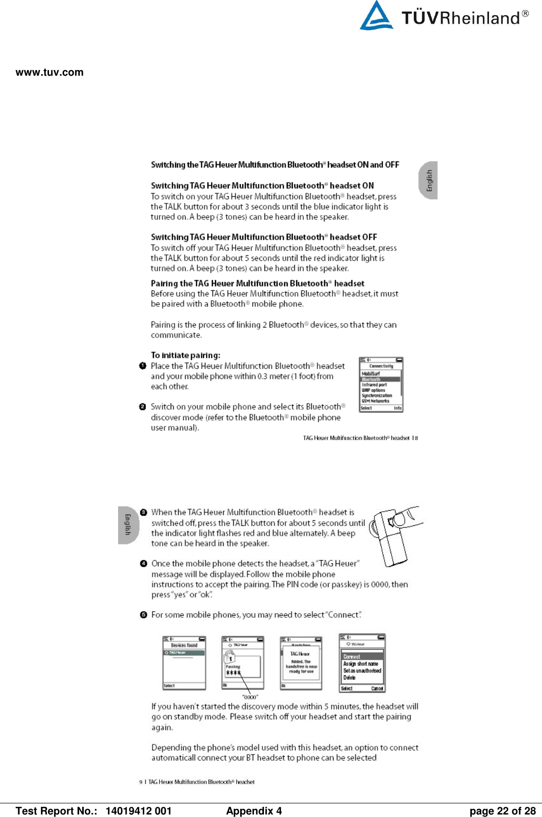 www.tuv.com   Test Report No.:  14019412 001  Appendix 4  page 22 of 28       