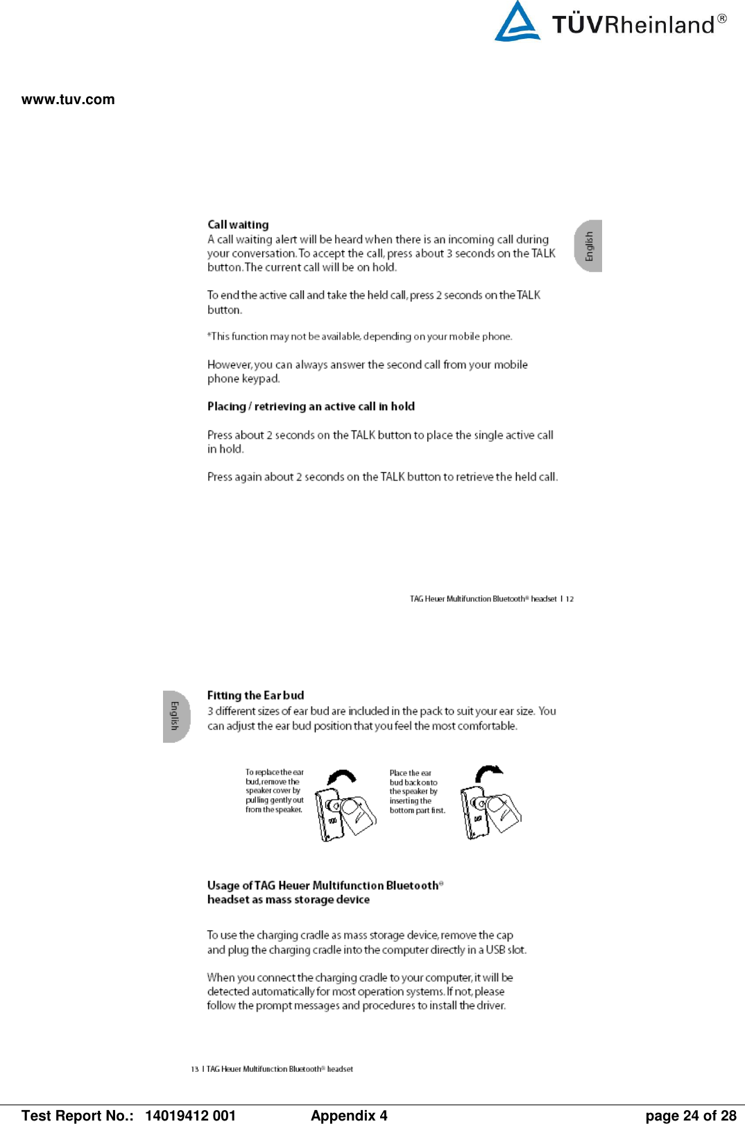 www.tuv.com   Test Report No.:  14019412 001  Appendix 4  page 24 of 28       