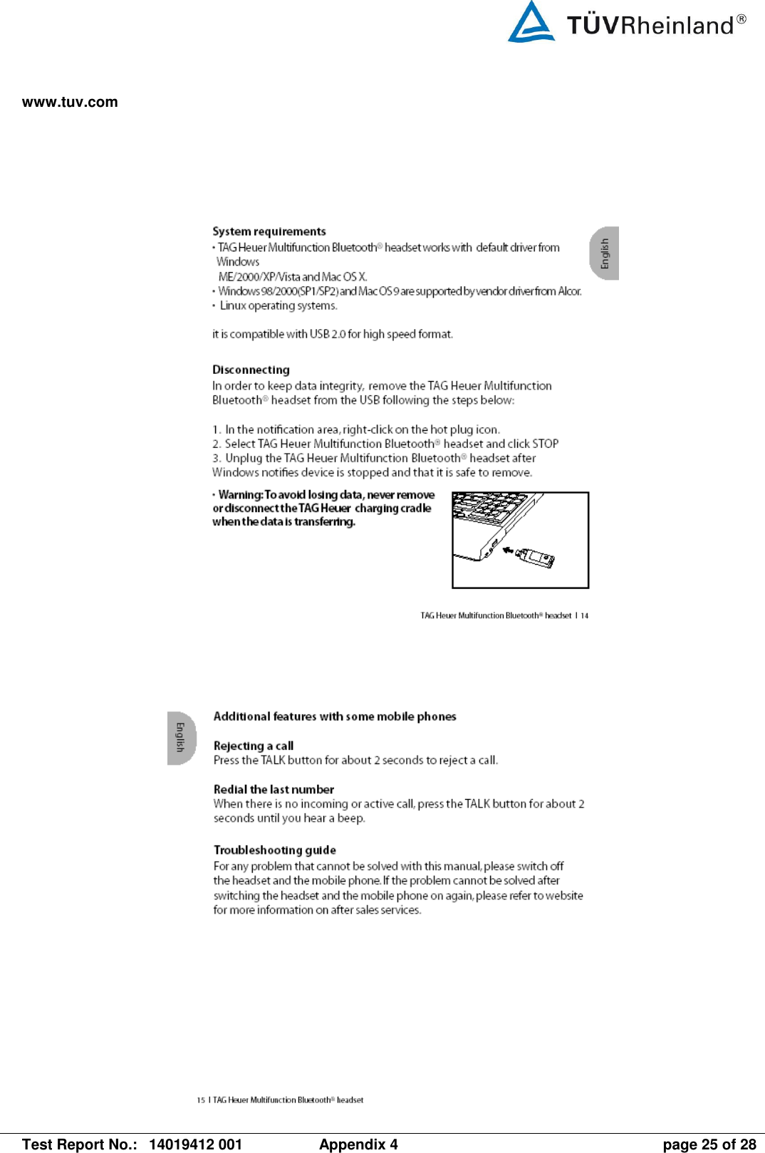 www.tuv.com   Test Report No.:  14019412 001  Appendix 4  page 25 of 28       