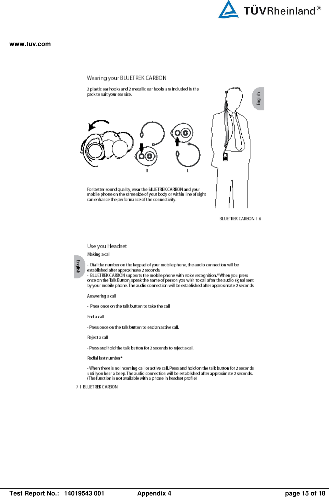 www.tuv.com   Test Report No.:  14019543 001  Appendix 4  page 15 of 18     