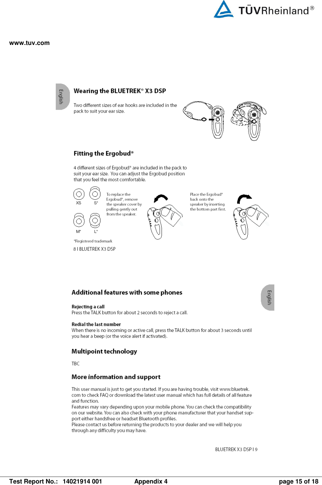 www.tuv.com   Test Report No.:  14021914 001  Appendix 4  page 15 of 18       