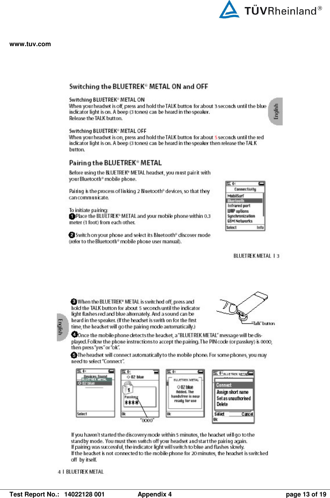 www.tuv.com   Test Report No.:  14022128 001  Appendix 4  page 13 of 19       