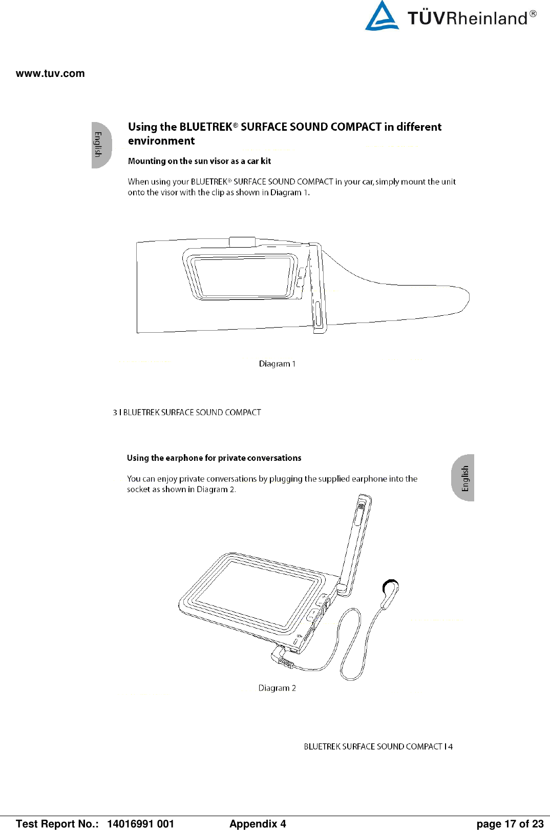 www.tuv.com   Test Report No.:  14016991 001  Appendix 4  page 17 of 23   