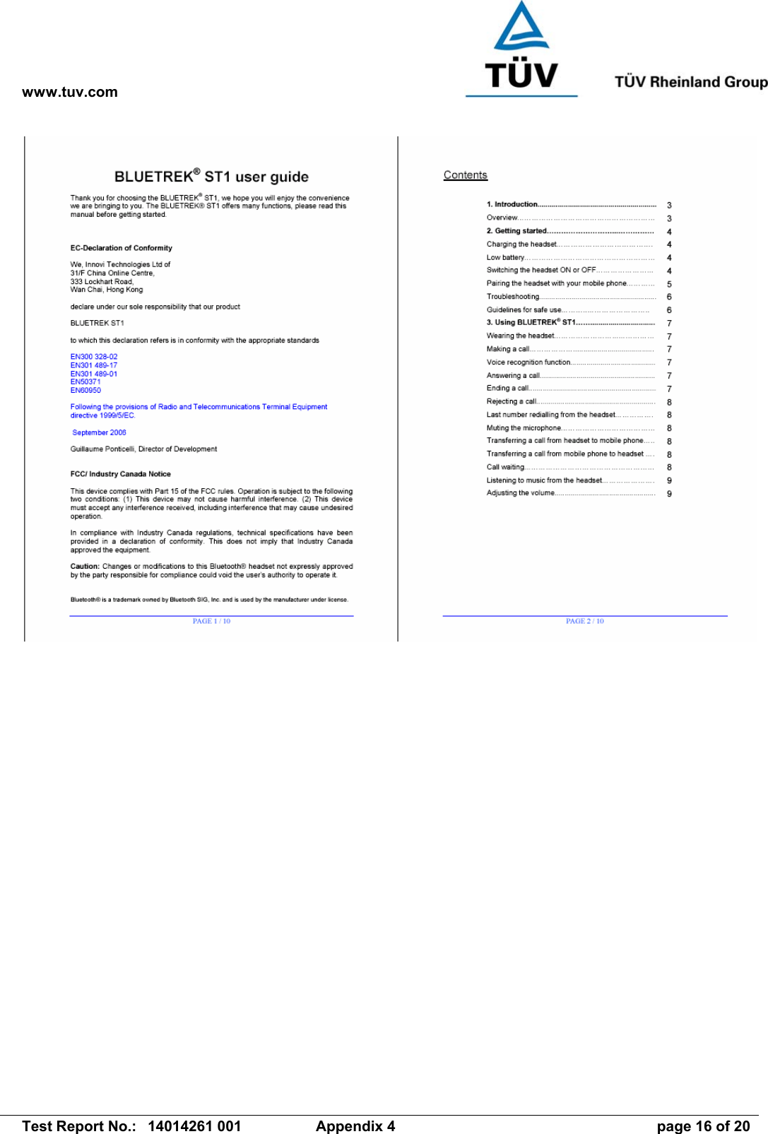 www.tuv.com   Test Report No.:  14014261 001  Appendix 4  page 16 of 20 