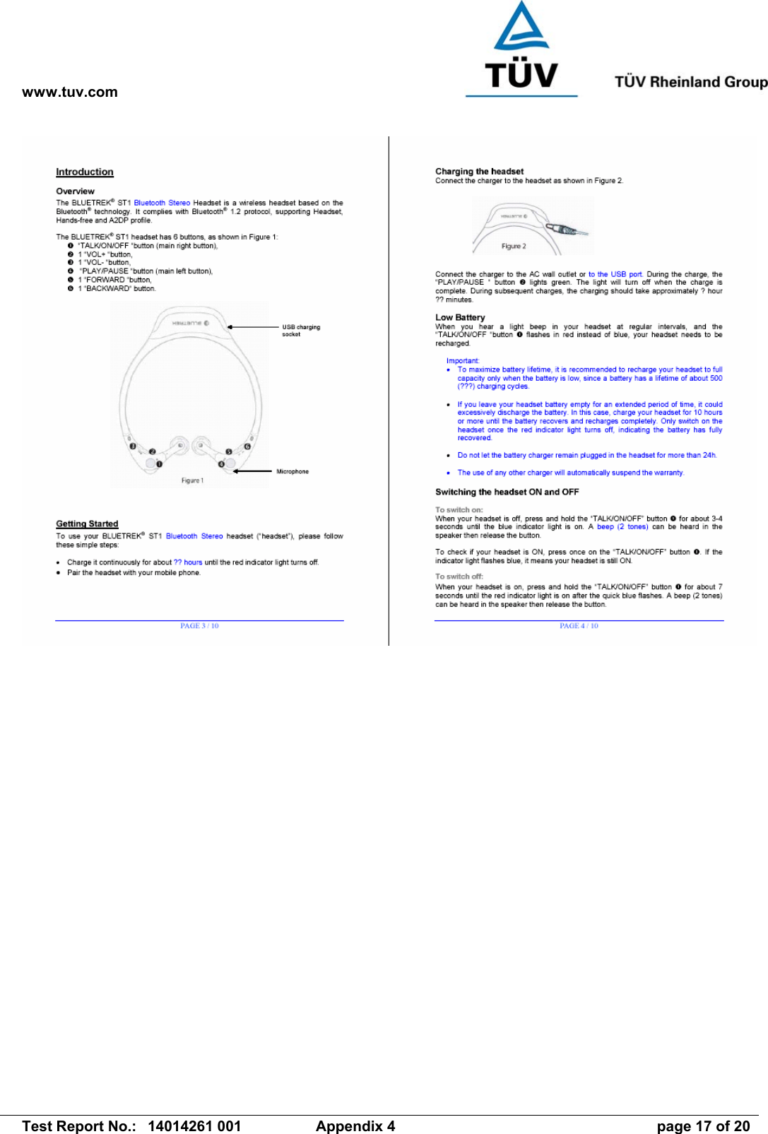 www.tuv.com   Test Report No.:  14014261 001  Appendix 4  page 17 of 20 