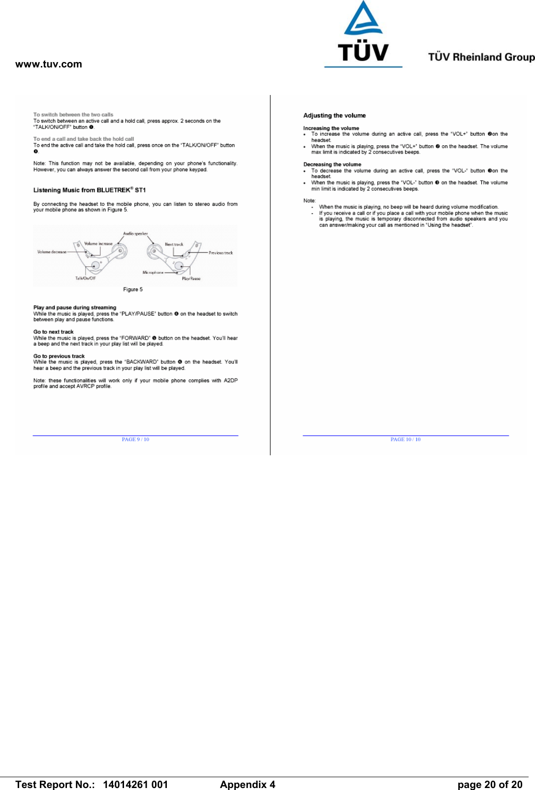 www.tuv.com   Test Report No.:  14014261 001  Appendix 4  page 20 of 20  