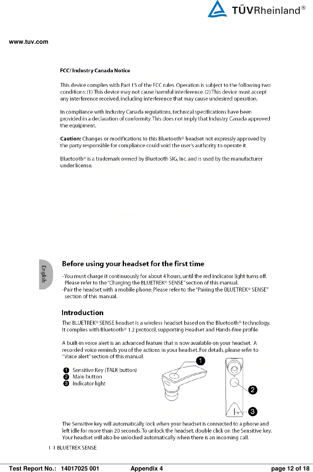 www.tuv.com   Test Report No.:  14017025 001  Appendix 4  page 12 of 18     