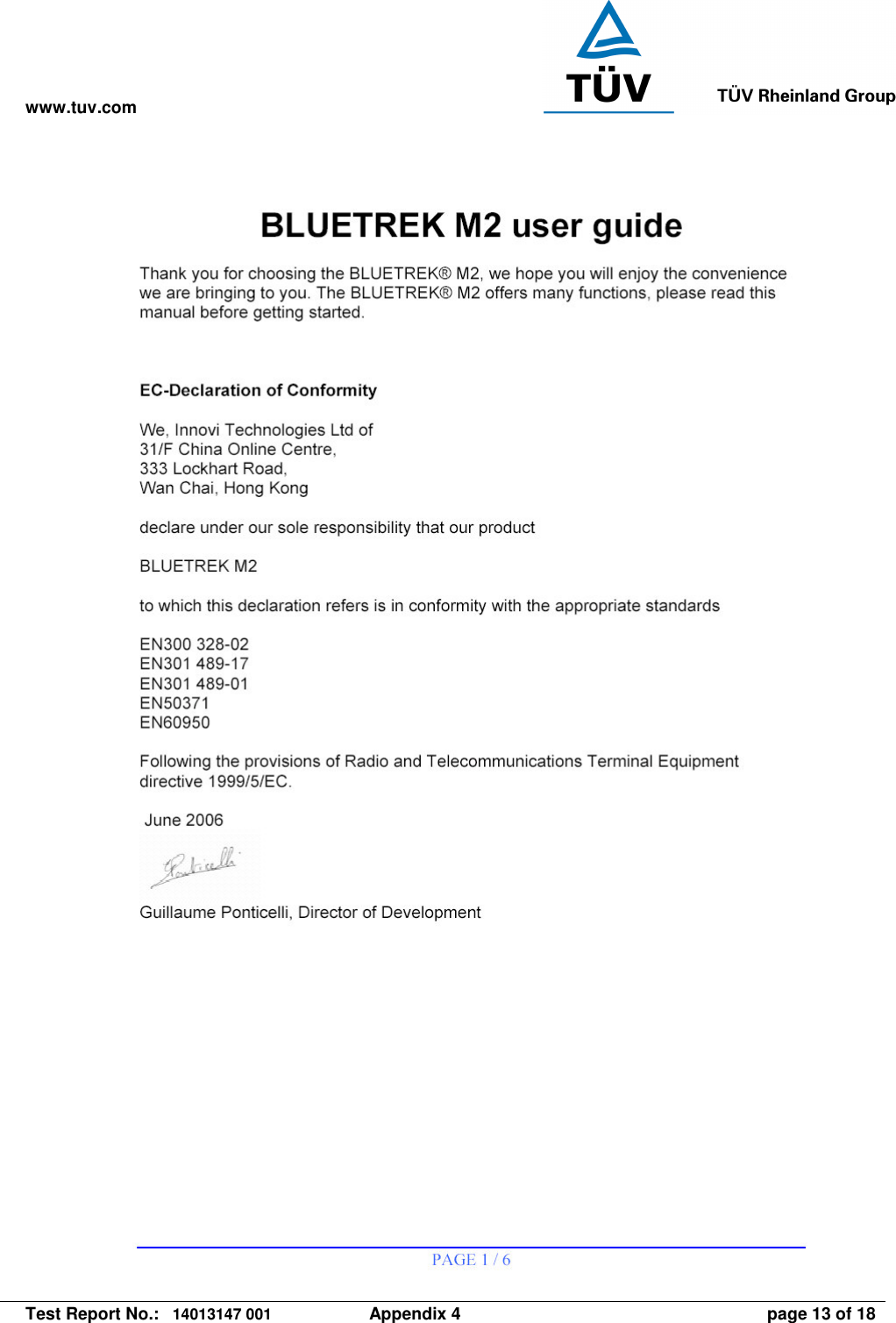 www.tuv.com   Test Report No.: 14013147 001  Appendix 4  page 13 of 18  