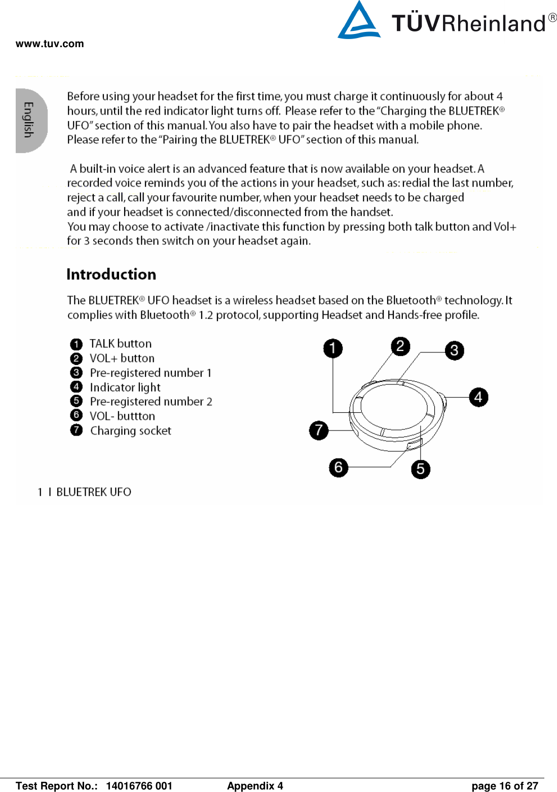 www.tuv.com   Test Report No.:  14016766 001  Appendix 4  page 16 of 27   