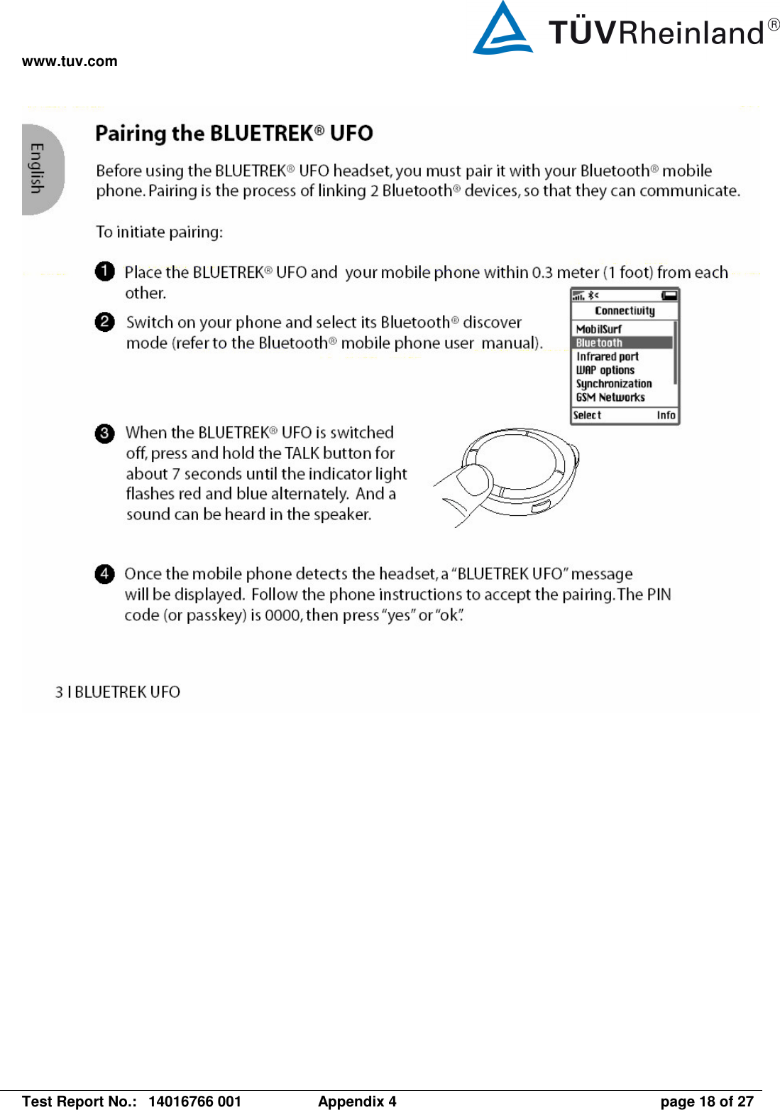 www.tuv.com   Test Report No.:  14016766 001  Appendix 4  page 18 of 27   