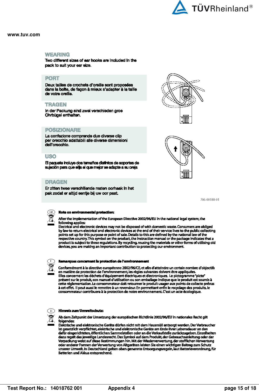 www.tuv.com   Test Report No.:  14018762 001  Appendix 4  page 15 of 18     