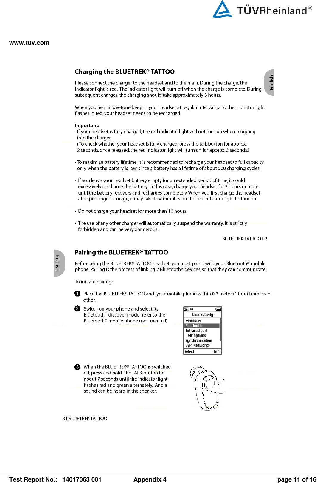 www.tuv.com   Test Report No.:  14017063 001  Appendix 4  page 11 of 16       