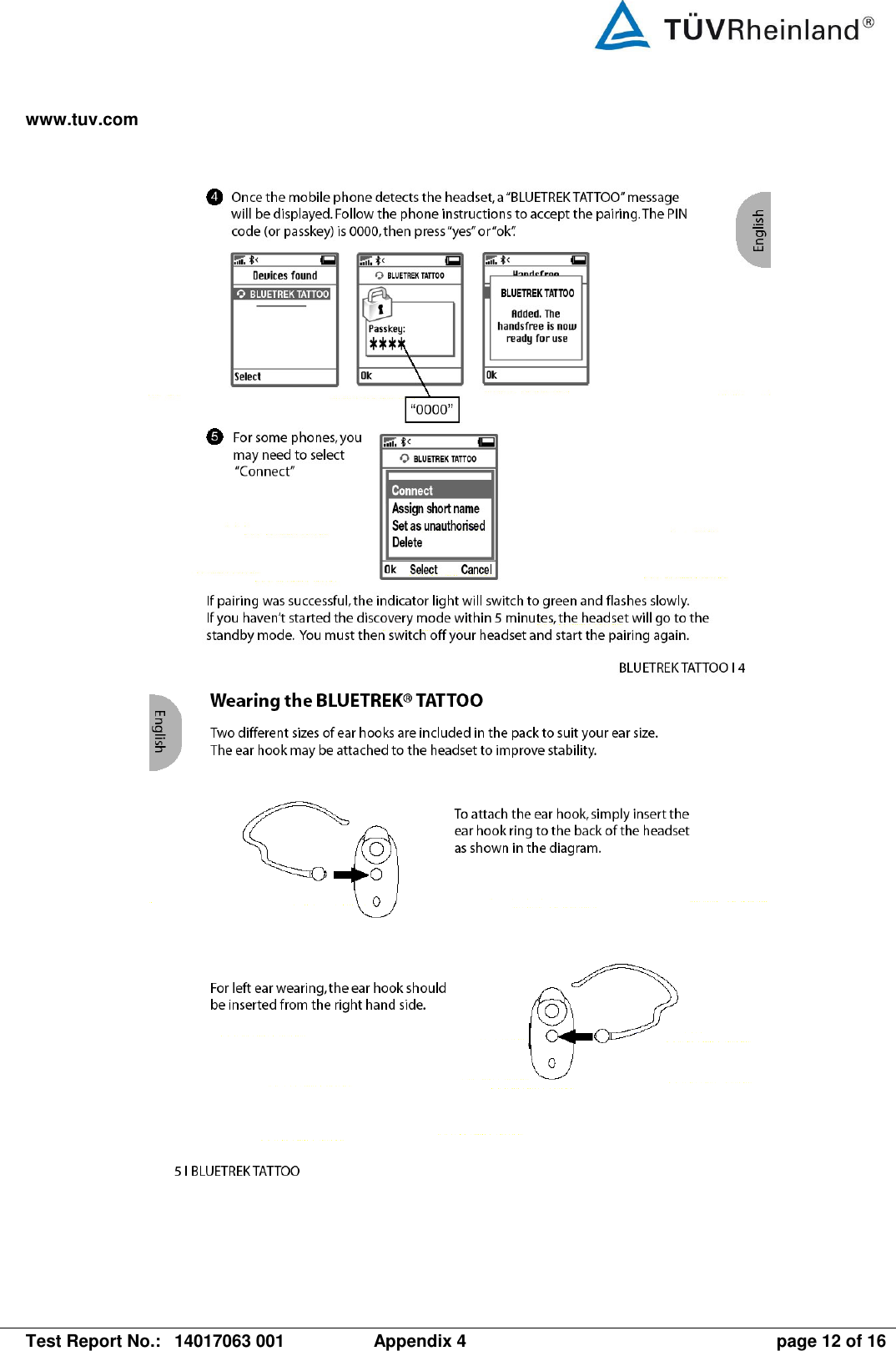 www.tuv.com   Test Report No.:  14017063 001  Appendix 4  page 12 of 16       