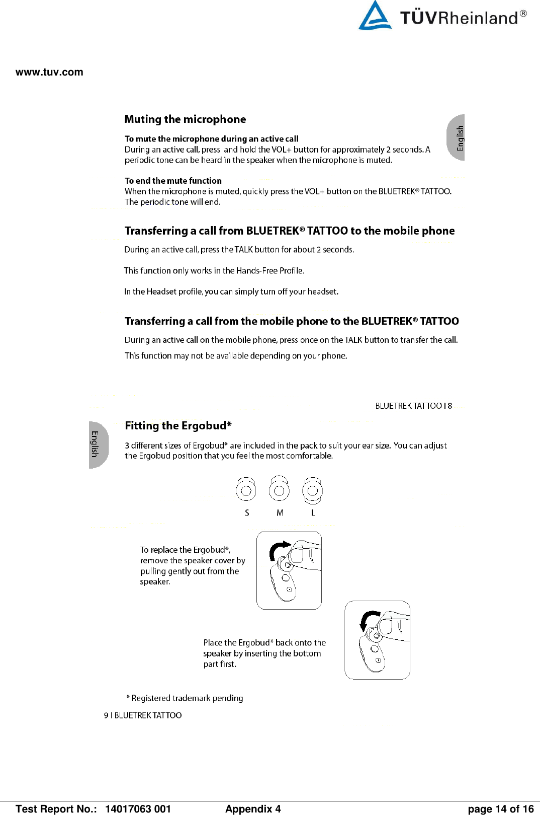 www.tuv.com   Test Report No.:  14017063 001  Appendix 4  page 14 of 16       