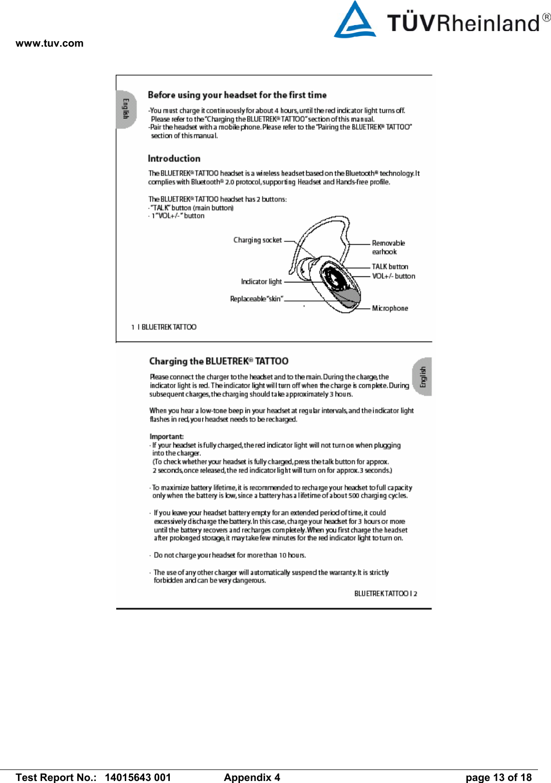 www.tuv.com   Test Report No.:  14015643 001  Appendix 4  page 13 of 18               