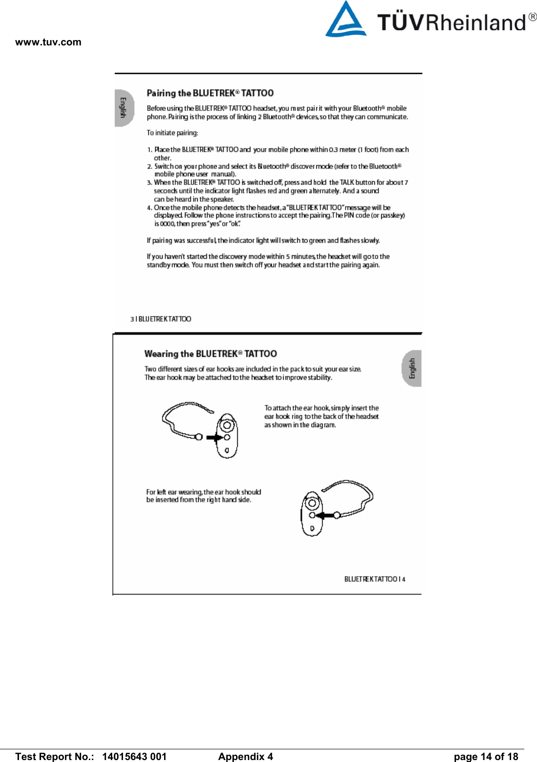 www.tuv.com   Test Report No.:  14015643 001  Appendix 4  page 14 of 18               